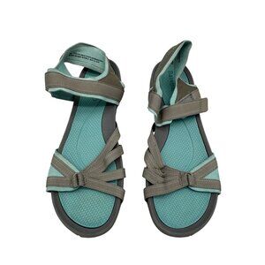 Baretraps Womens Sonya Hiking Sandals Sz 10M Gray Aqua Adjustable Strap Outdoors
